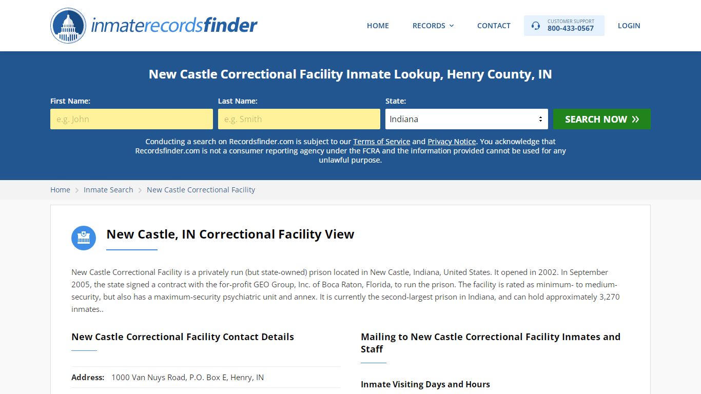 New Castle Correctional Facility Roster & Inmate Search ...