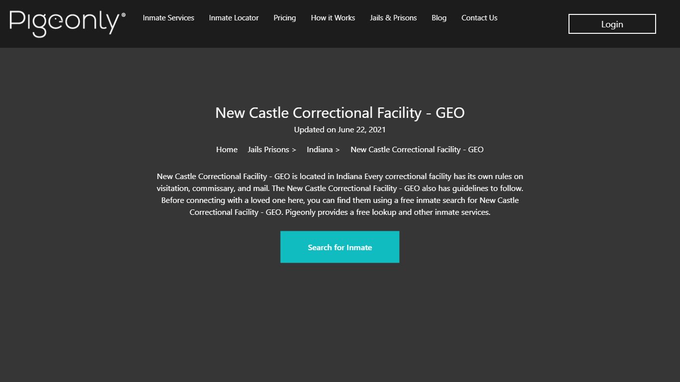 New Castle Correctional Facility - GEO Inmate Search | Indiana