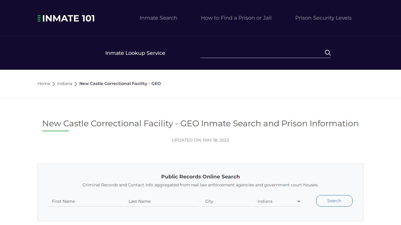 New Castle Correctional Facility - GEO Inmate Search ...